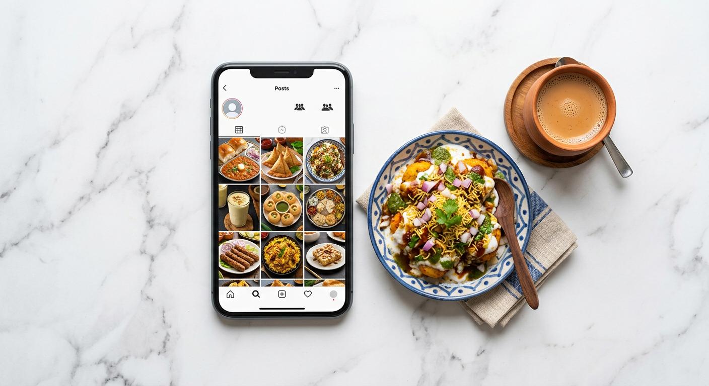 Food social media feed preview on a phone